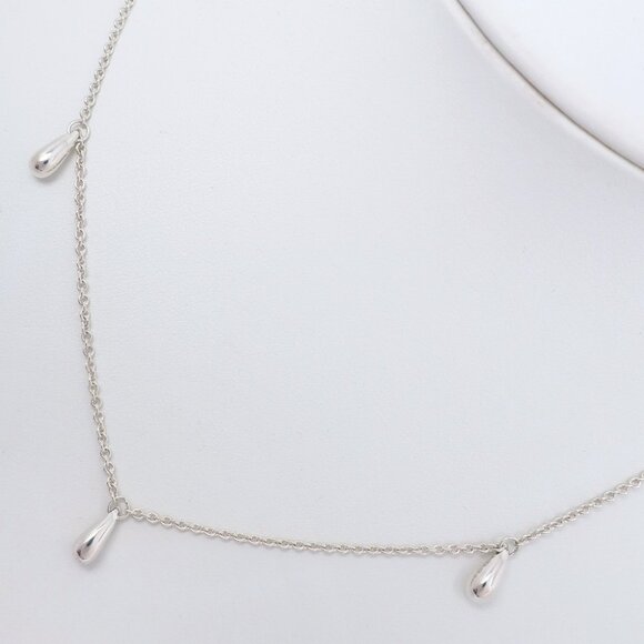 TIFFANY&Co. Teardrop 3P Necklace Silver925 4.3g Women - Picture 3 of 6